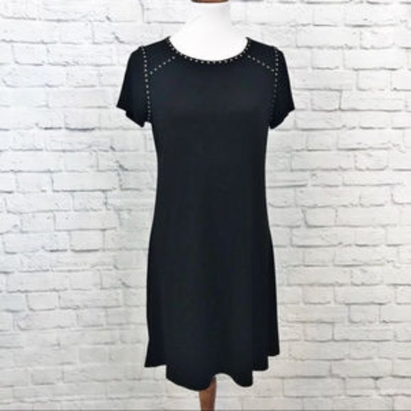 Calvin Klein Black Gold Studded Shift Dress Size 8 - Picture 2 of 8